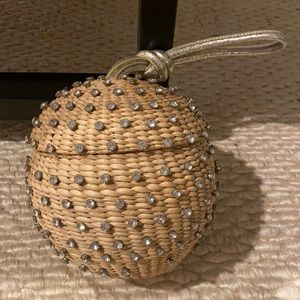 Poolside New York straw round studded bag